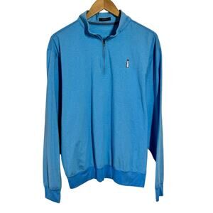 Turtleson Quarter Zip Long Sleeve Men L Blue Milk Embroidery Performance Golf